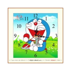 VS224 Tranh đính đá Đồng hồ Doremon kích thước rộng 0.4m + cao 0.4m (Chủ đề: đồng hồ, Doraemon)