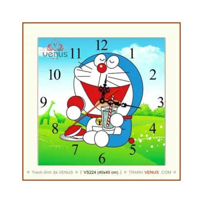 VS224 Tranh đính đá Đồng hồ Doremon kích thước rộng 0.4m + cao 0.4m (Chủ đề: đồng hồ, Doraemon)